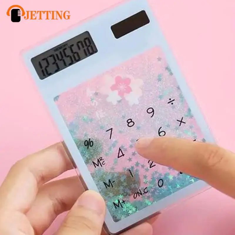 Creative Quicksand Cute Calculator Transparent Calculator Solar Energy Calculator Student Portable Touch Mini Solar Calculator