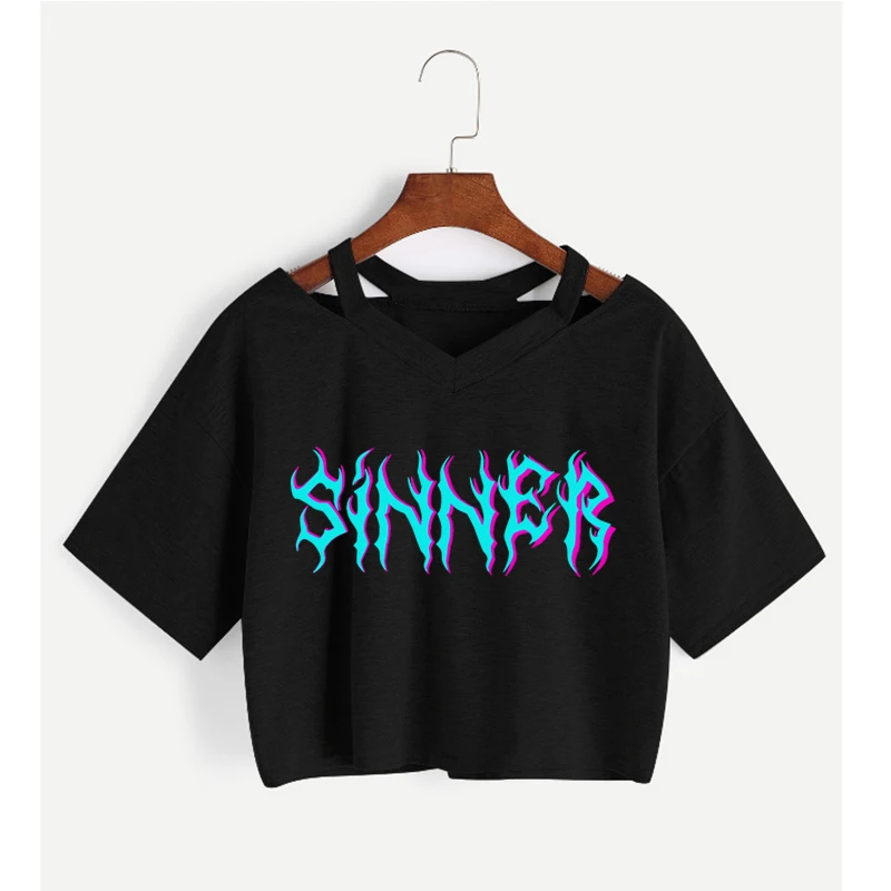 Women's T-shirt Gothic Tee Harajuku Short Streetwear Loose Aesthetics Vintage y2k Clothes Crop Top Clothing Oversized t-shirt