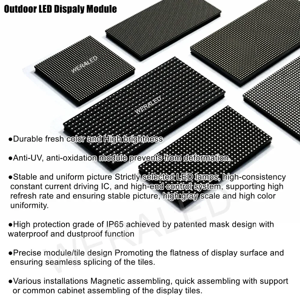 P6 Outdoor LED Screen Panel Module 192*192mm 32*32 Pixels 1/8 Scan 3in1 SMD3535 Full Color Display