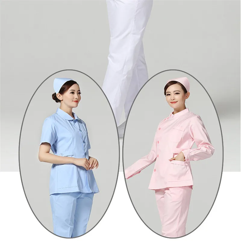 Pink Short Scrubs Top Nurse Uniforms Lab Coat Doctor Uniform for Women Outwear Medical Clothing Beauty Salon Long Sleeve clothes