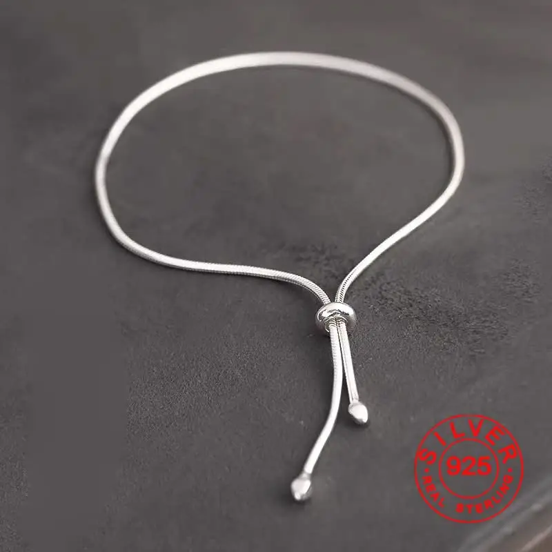 925 Sterling Silver Bracelets for Women Men String Accessories Trend Vintage Simple Adjustable Pendant Party Jewelry Gift