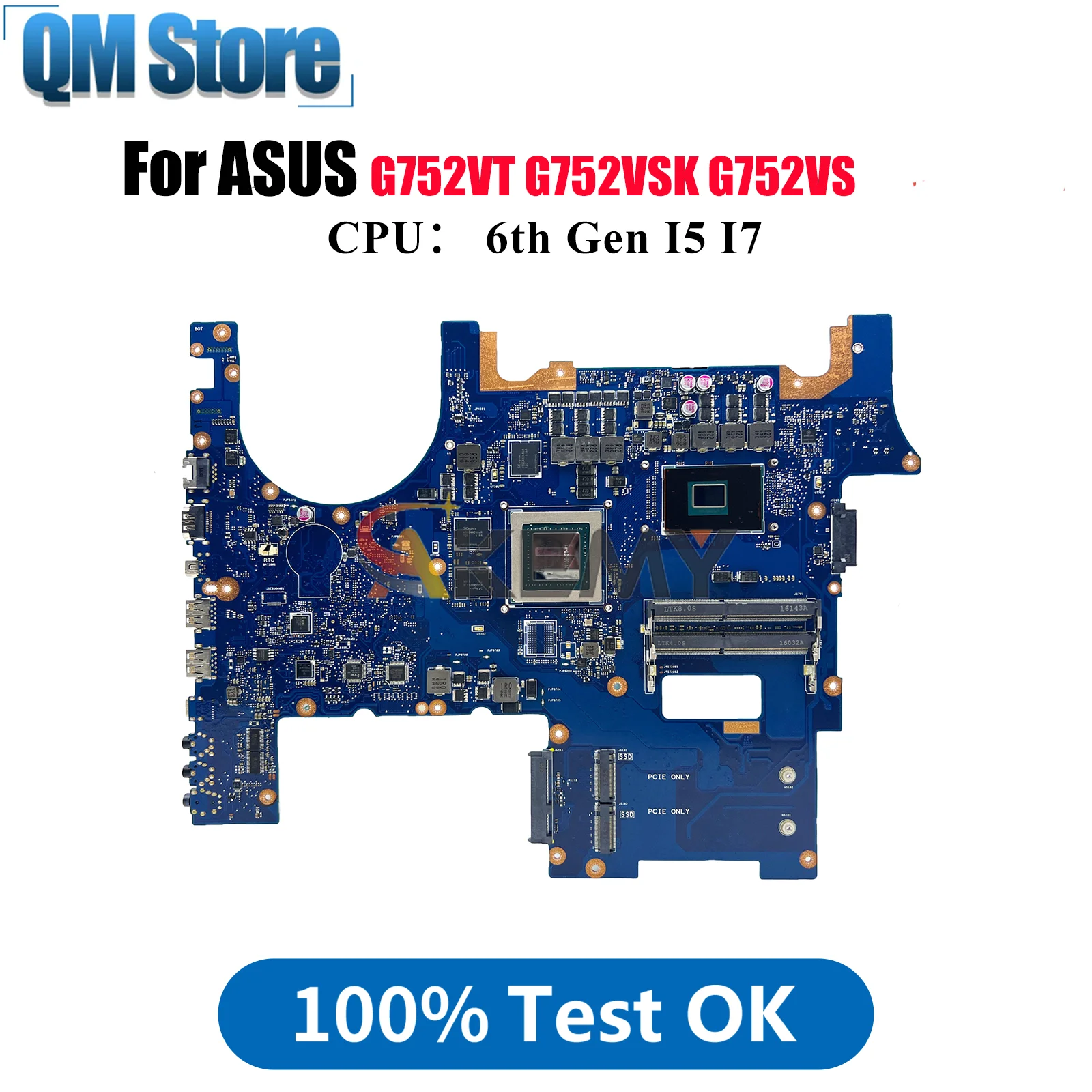 

G752VT Laptop Motherboard For ASUS ROG G752V GL752VL GL752VW G752VS G752VSK Notebook Mainboard With I5 I7 CPU 100% tests OK stk
