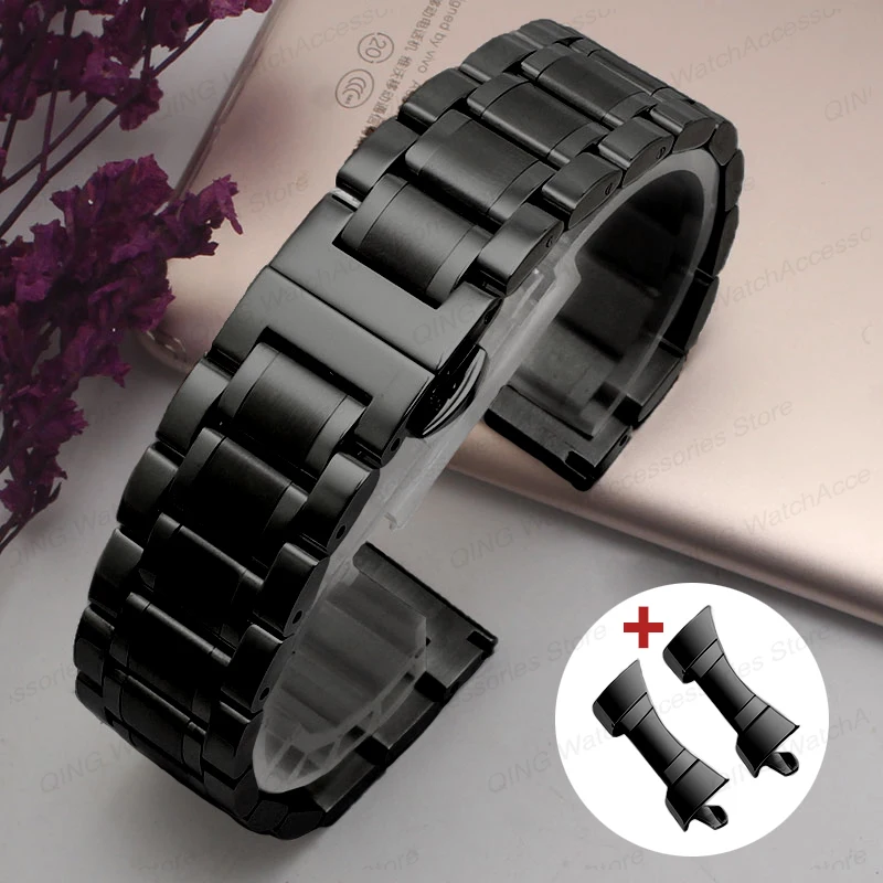 Arc Flat End Solid Edelstahl-Uhrenarmband für Tissot Butterfly-Verschluss, 12, 13, 14, 15, 16, 17, 18, 19, 20, 21, 22, 23, 24 mm, universell