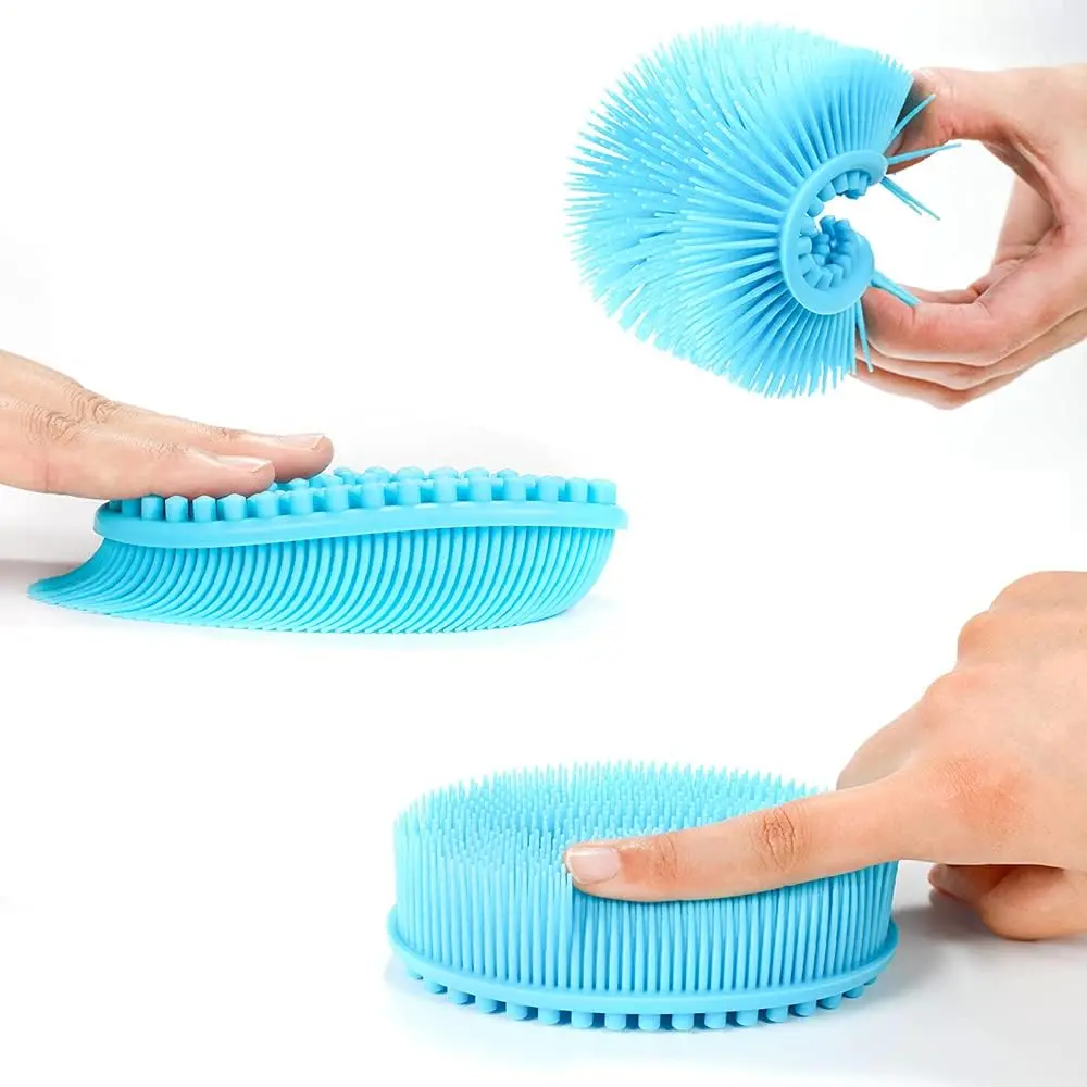 Exfoliating Silicone Body Scrubber Shower Brush- 2 Side Design Boby Brush,Well Easy to Clean & Durable for Removing Dead Skin