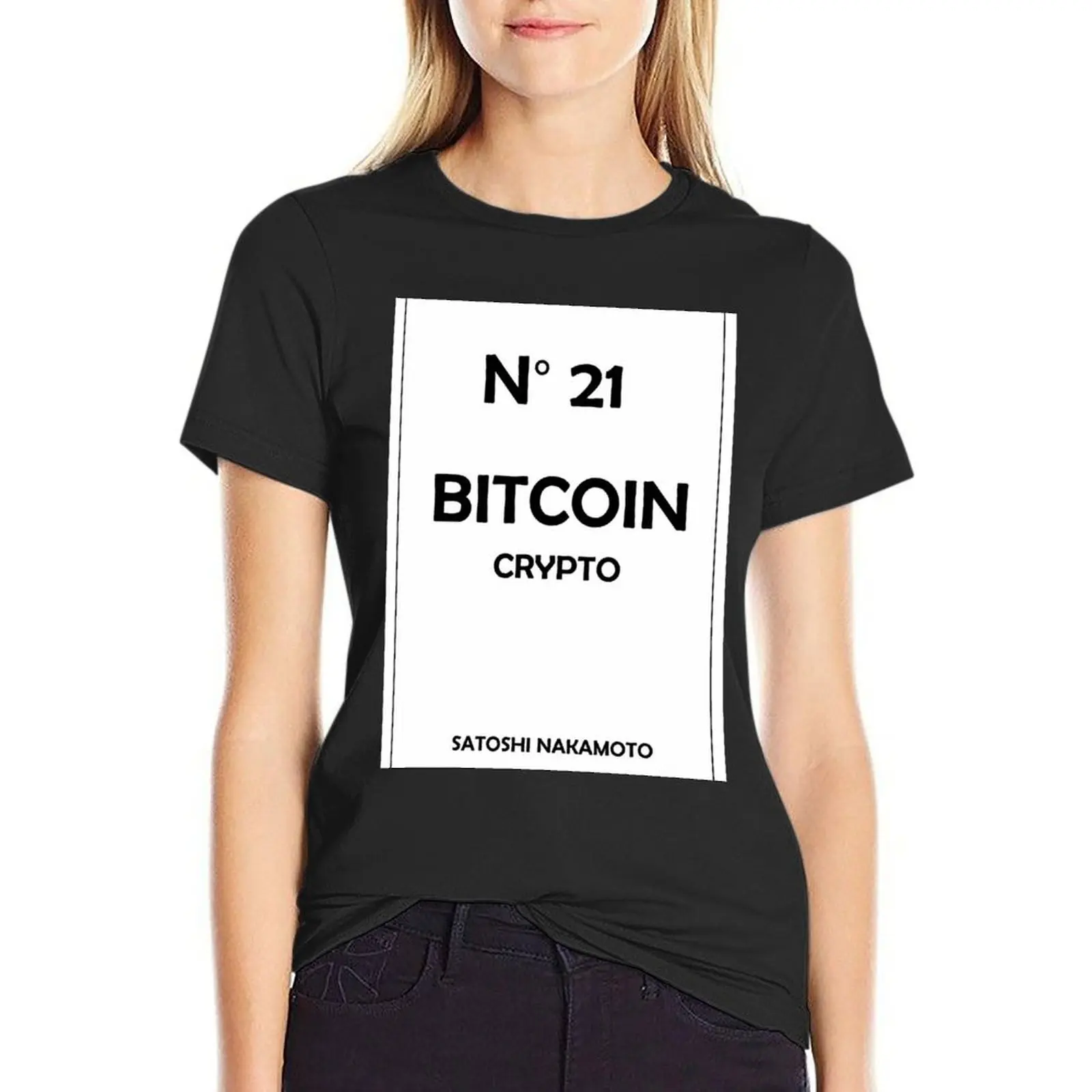 Bitcoin Crypto No 21 Satoshi Nakamoto T Shirt T-Shirt Short sleeve tee Blouse Women's tops