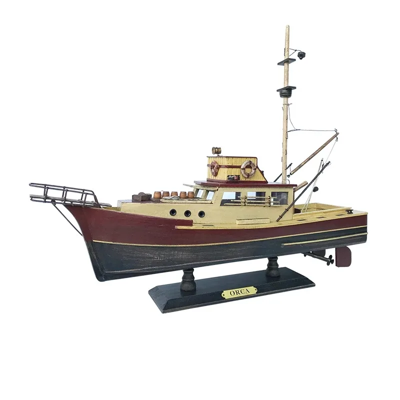 

Wooden Jaws - 37cm Orca Model Shark Fishing Boat Movie Relative Items Custom Famous Boats Antique Decoration Seaside Home Decor