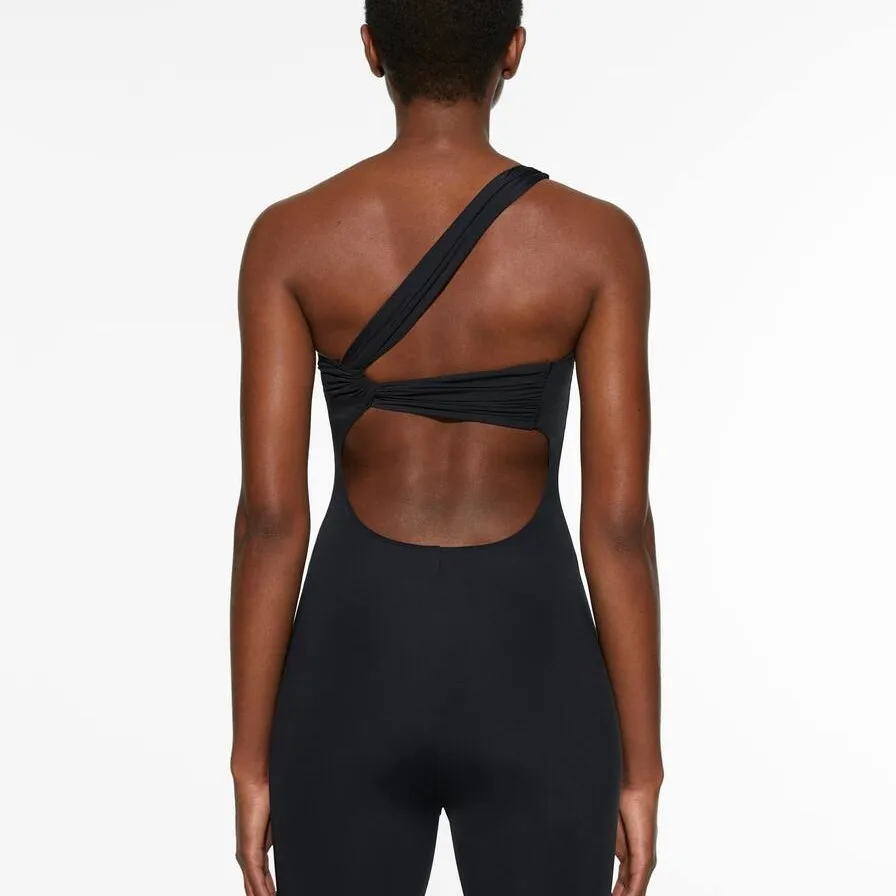 

Women One Shoulder Backless Twist Romper Short Jumpsuit High Elastic Seamless Workout Yoga Fitness Activewear Bodysuit