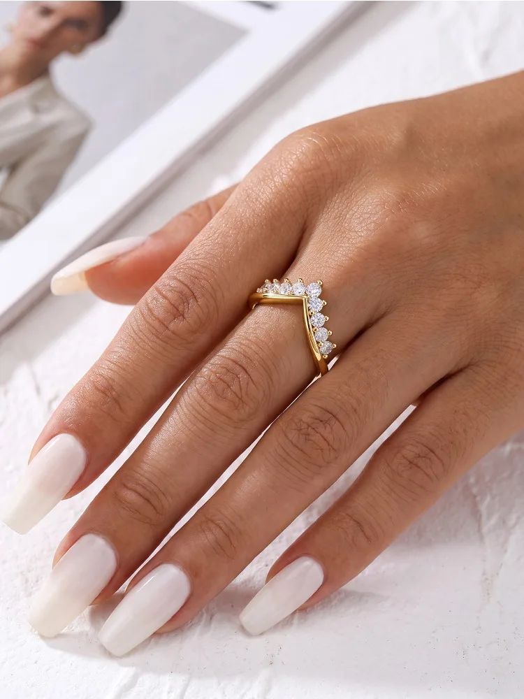 DWJ Echter Moissanit-Diamant, eleganter Kronenring für Damen, 925er Sterlingsilber, Verlobung, Hochzeit, luxuriöser, hochwertiger edler Schmuck – Detail 3