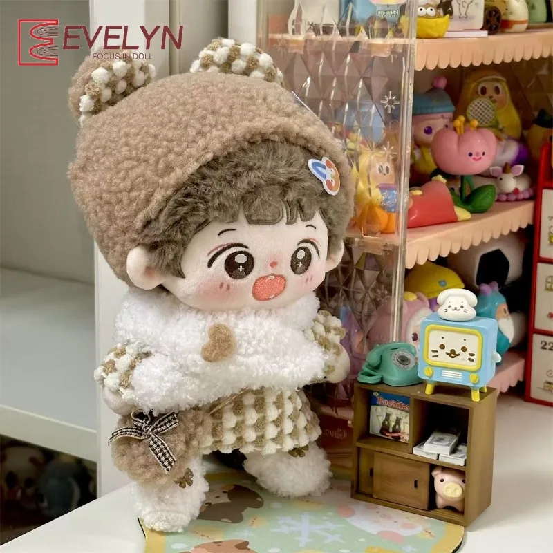 Evelyn 20 cm katoenen poppenkleding eindeloze crème warme pluche schattige serie kledingset