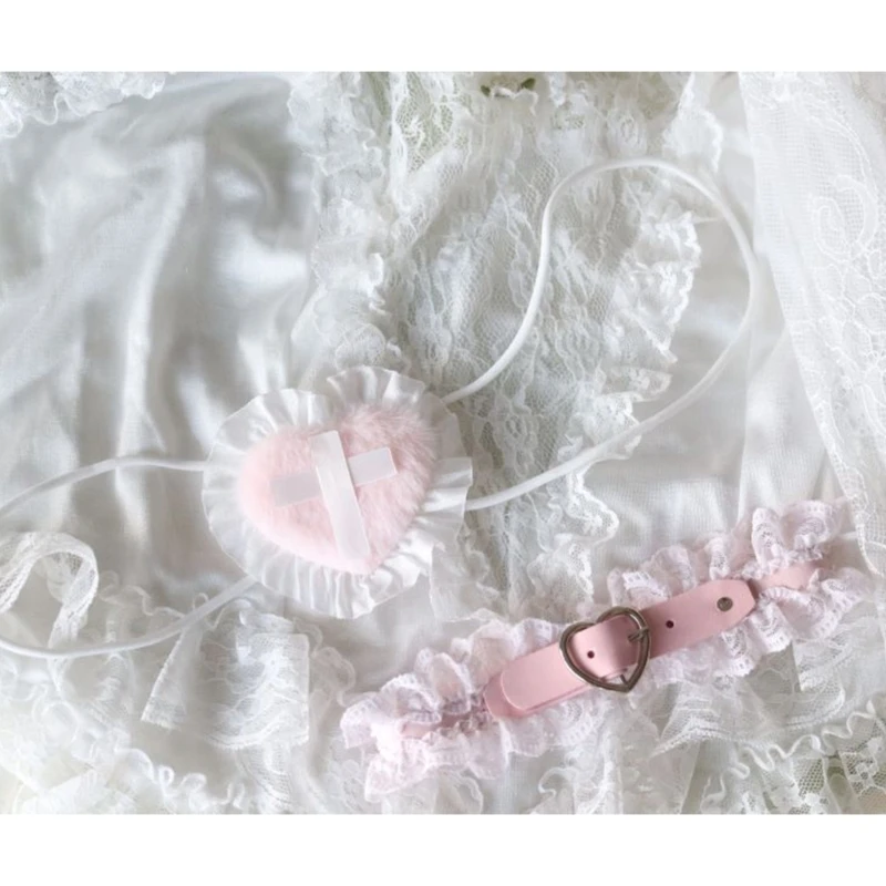 Heart Shape Eye Patch Cosplay Props Maid Female Eye Mask Accessories Furry Eye Patch For Kids or Adults