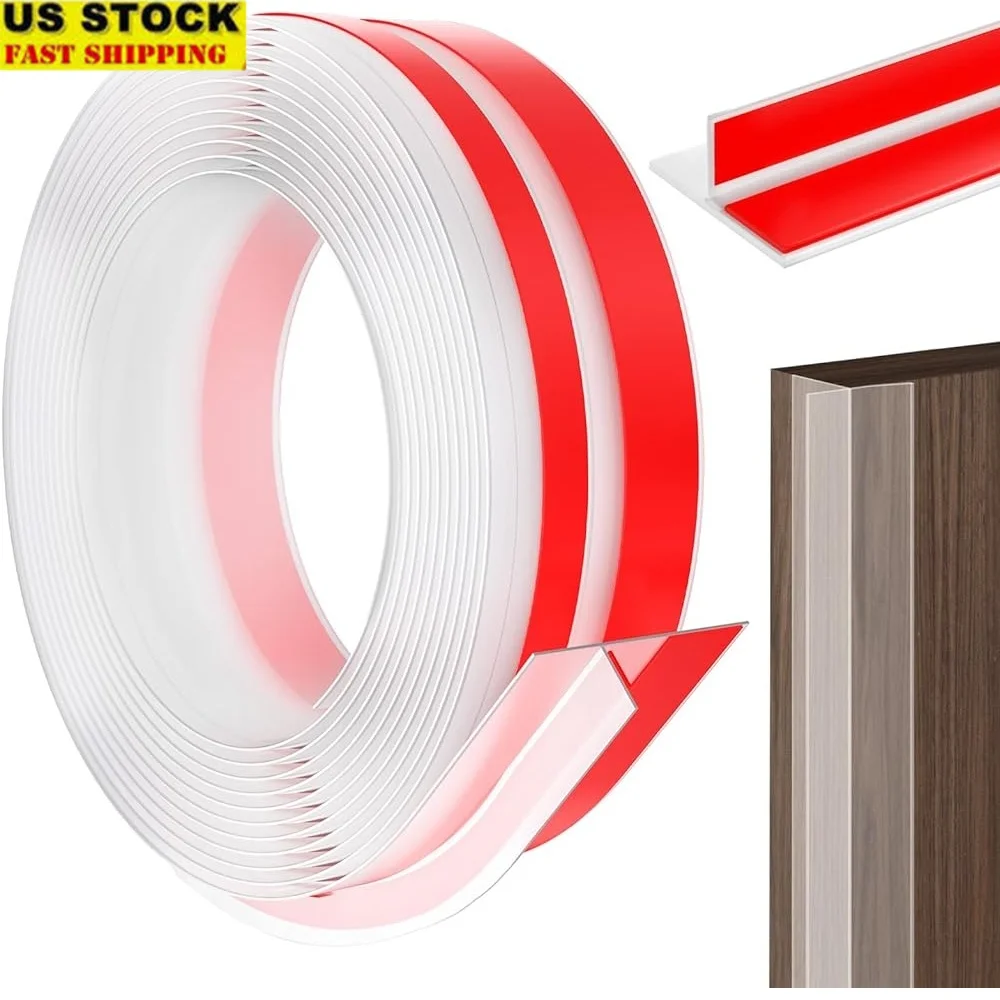 

2025 Upgrade T-Shaped Silicone Weather Stripping Door Seal 20FT Strong Adhesive Insulation Draft Dust Noise Insect Barrier
