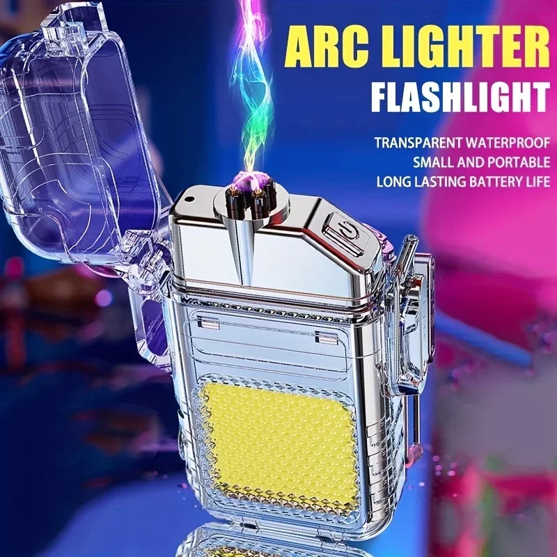 Portable Electric Lighter USB Rechargeable Waterproof Windproof Dual Arc Lighter Outdoor Camping And BBQ Survival Tool Gifts