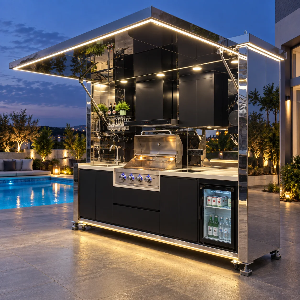 Wind Resistant Whole Set Outdoor Kitchen Service Island For Scenic Area Guest House Outdoor Kitchen