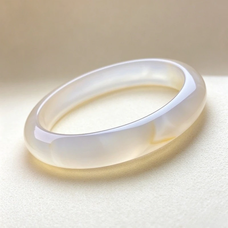 Natural High Ice White Agate Bracelet, Simple and Versatile