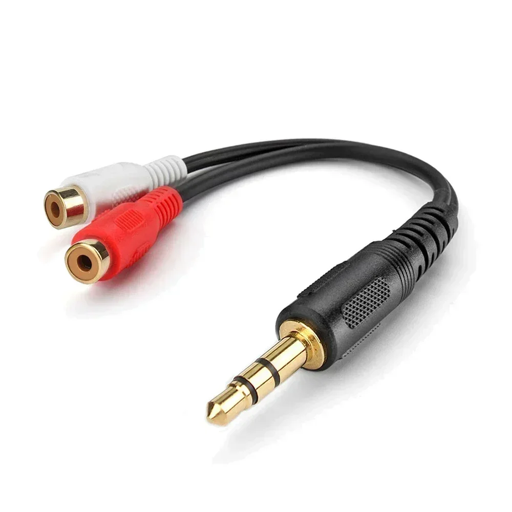 3.5mm Male To 2 RCA Female Plug Adapter Cord Mini Stereo Audio Cable Headphone Y Cable Connector Stereo Spliter Connector Wire