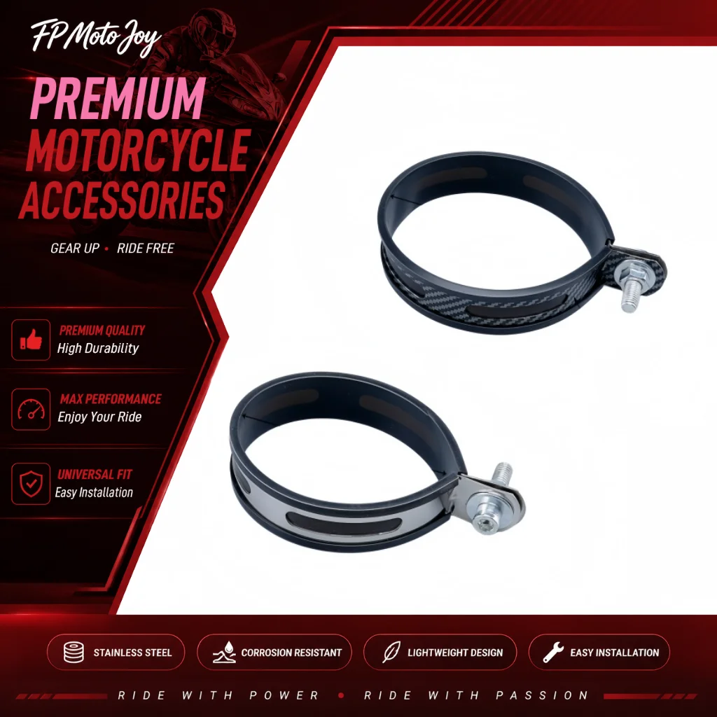 89mm 102mm Universal Motorcycle Exhaust Muffler Hanging Ring Hanger Bracket Stainless Steel Water Transfer Printed Carbon Fiber