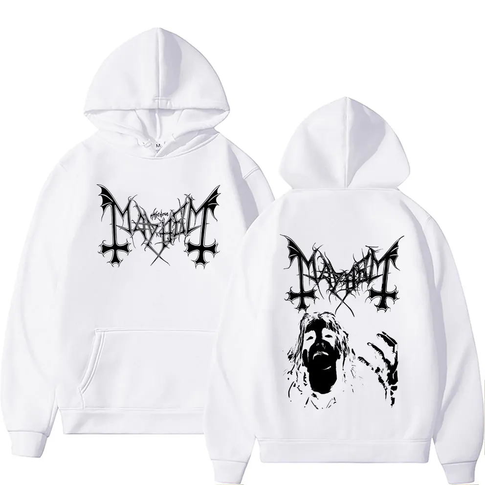 Mayhem Graphic Hoodie Men's Retro Death Black Metal Rock Band Sweatshirt Unsiex Fashion Oversized Fleece Cotton Pullover Hoodies