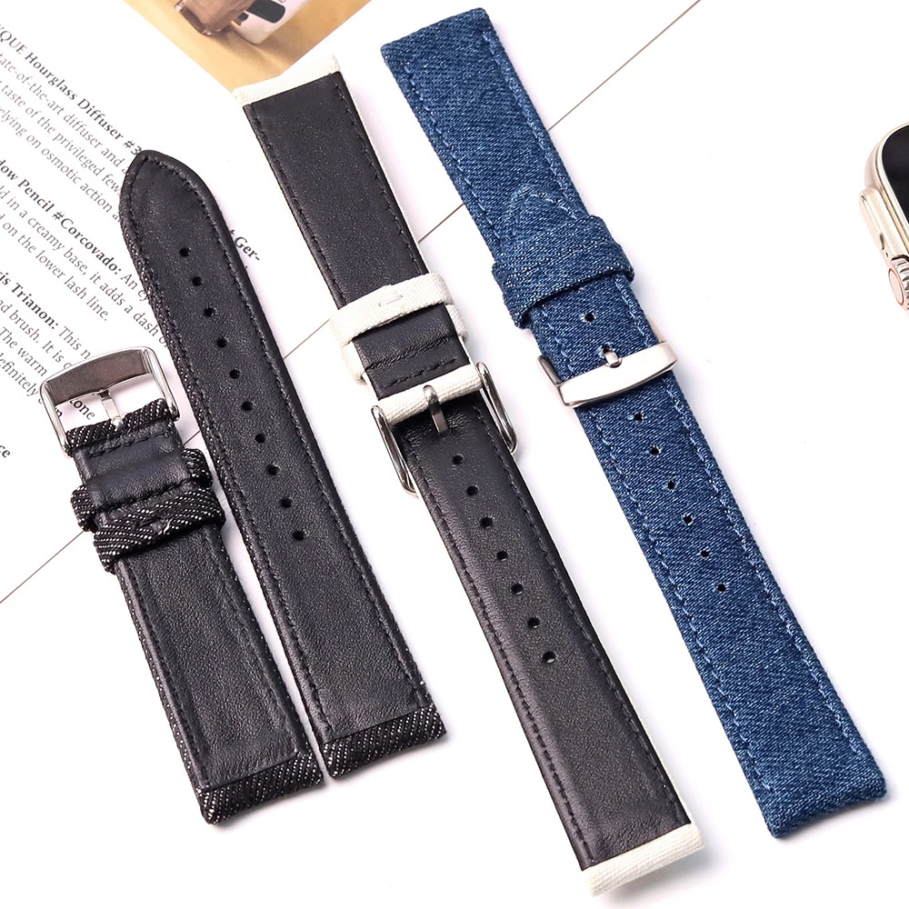 Suitable for Huawei/Honor Watch GT4/3 New GT2 Watch3/4/buds Denim Real Cowhide Strap