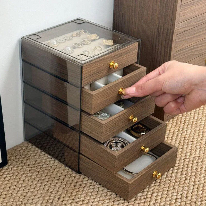 多層ウォールナットジュエリー収納ボックスイヤリングリングオーガナイザー木製ケースネックレススタッドイヤリングジュエリーボックスブランド