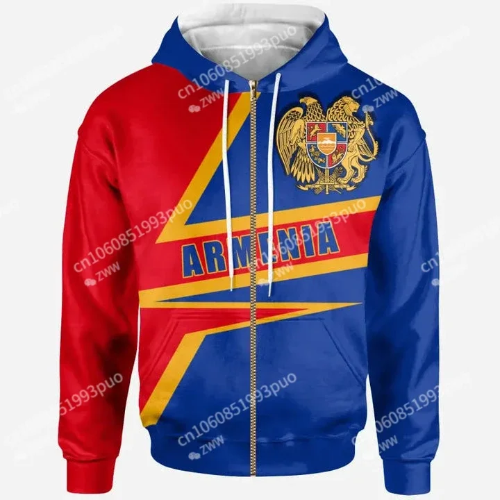 Latest National Emblem Flag Armenia Vintage Zip Hoodie Men's/Women's Sportswear 3D Print Street Apparel Harajuku Zip Hoodie