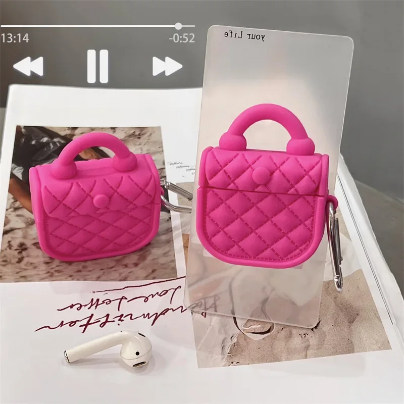 Bonito saco rosa caso para airpods 4 airpod 1 2 3 pro pro2 fones de ouvido bluetooth caixa carregamento capa protetora