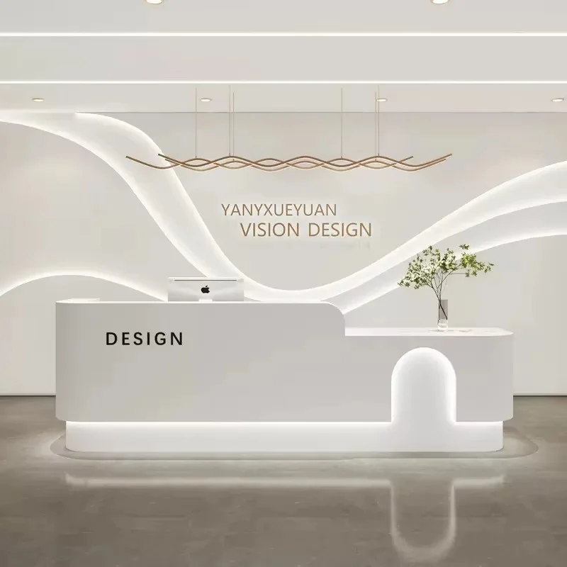 Beauty Salon Display Reception Desks Clinic Luxury Corner White Reception Desks Modern Drawer Mostradores Recepcion Furniture