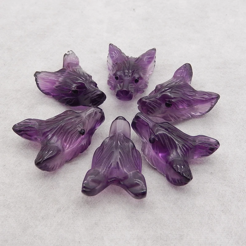 Handmade Jewelry Wolf Head Pendant Bead,Piezoelectric Quartz Animal Pendant DIY Jewelry Necklace Accessories 29x20x12mm 7g