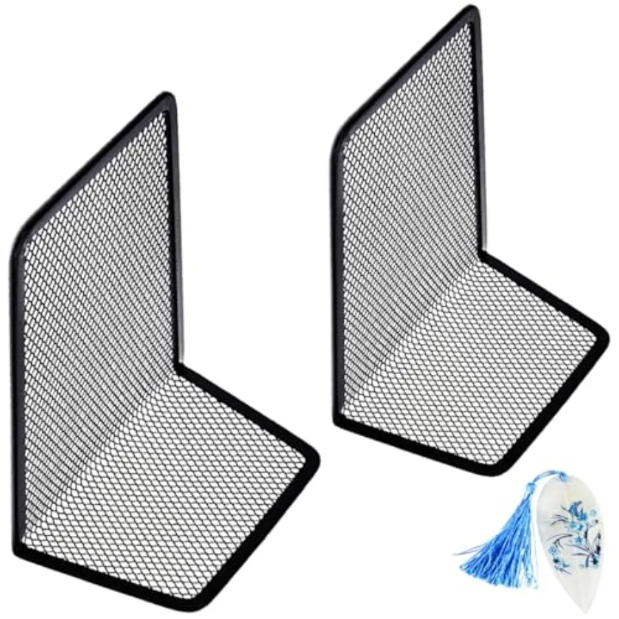 Metal Mesh Bookends Desktop Stand Book Holder Bookshelf tion for Office Library School