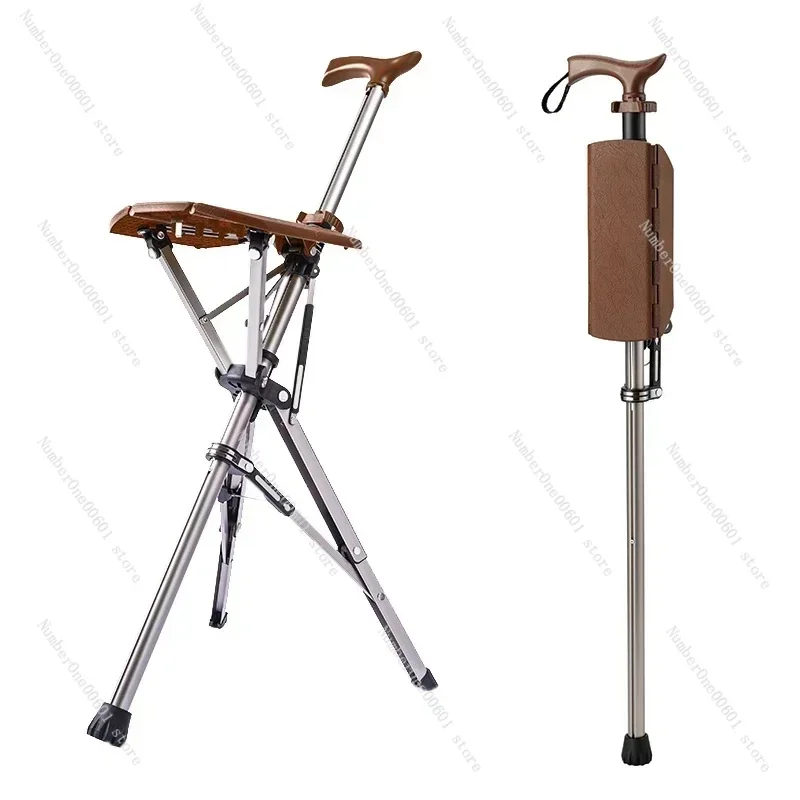 Outdoors Folding Crutch Chair Elderly Rest Hand Stool Light Multifunctional Non Slip Portable Stools Beach Camping Chair