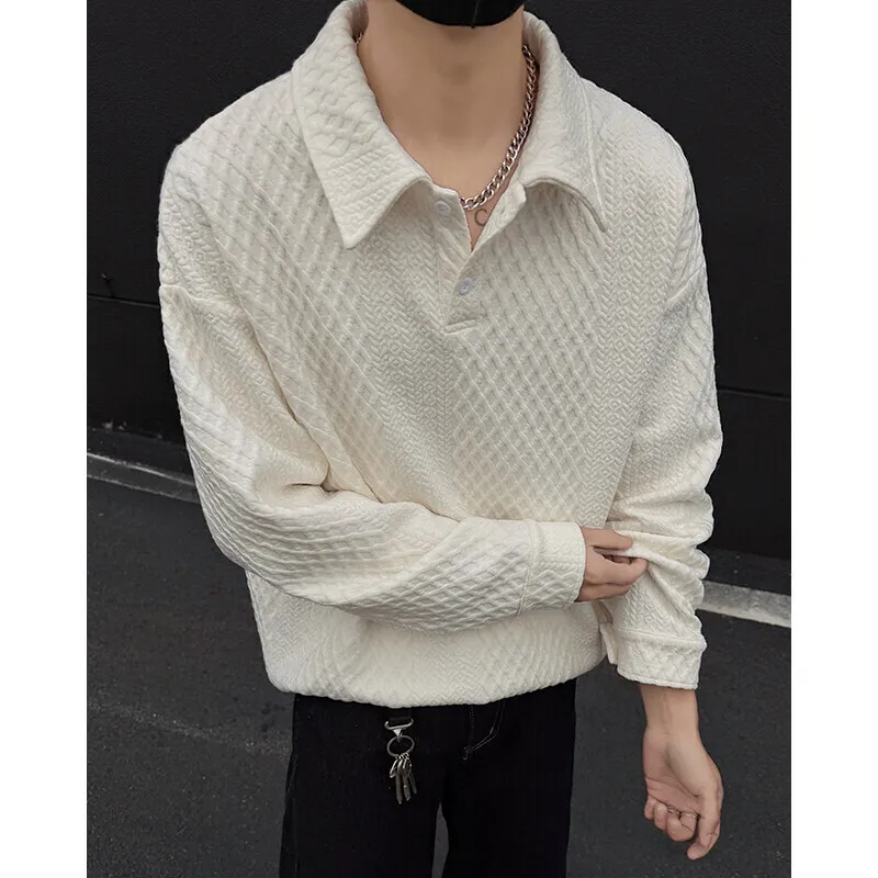 White Lapel Hoodie Men Fashion Casual Sweatshirt Men Streetwear Korean Loose Pullover Hoodie Mens Polo Shirt Plus Size 4XL
