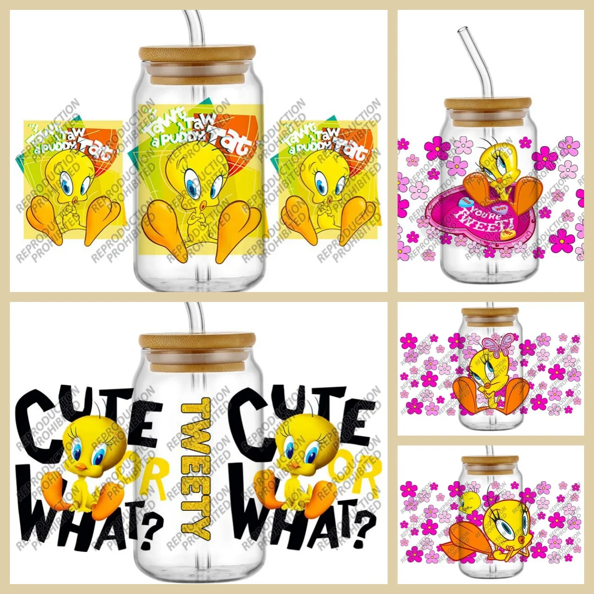 

Новый дизайн: 3D-наклейка с милой маленькой желтой уточкой Твити, УФ-печать DTF, для стаканов Libbey 16 унций, DIY-стикер для кружек с мультяшным рисунком