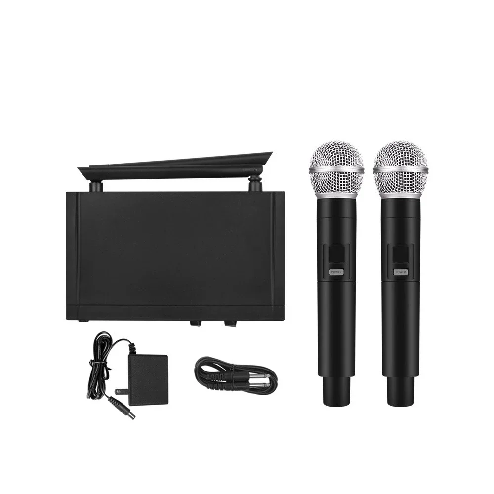 

Wireless Microphone System 2 or 4 Handheld Cordless Mic 80 Meters Distance for Church Speech Family Karaoke