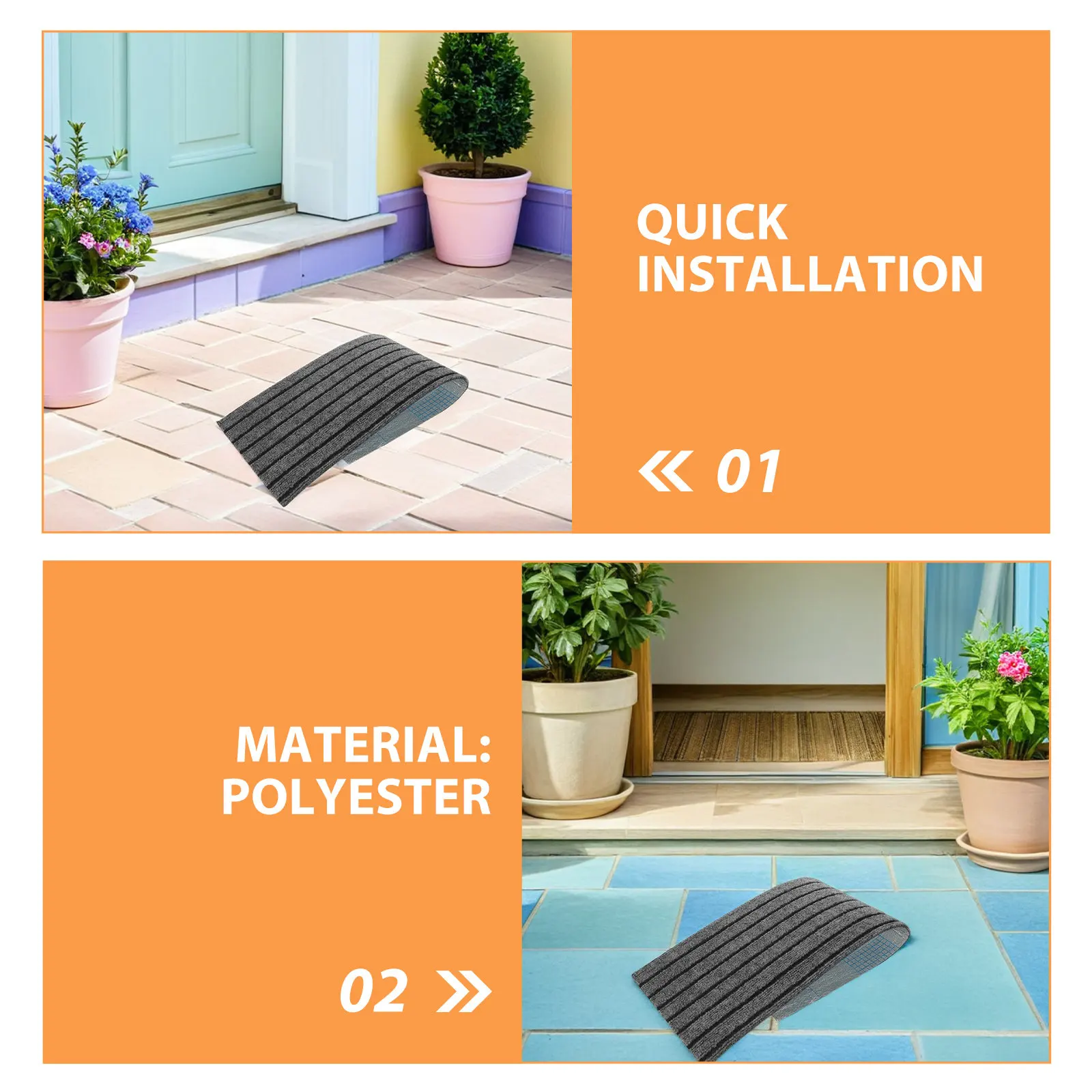 2Pcs Outdoor Stair Treads Non Slip Carpet Self Adhesive Step Mats for Commercial Front Walkway Safety Rug Snow
