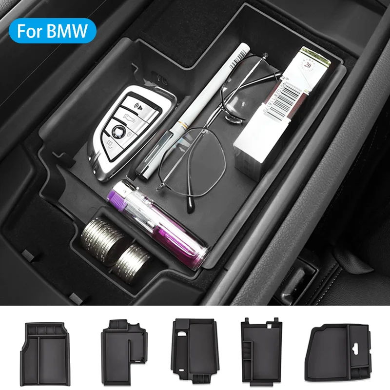 Center Console Organizer Car Armrest Storage Box LHD For BMW 3 5 Series X1 X3 X5 X7 G01 G05 F30 F10 G11 F25 F15 F48 G07 G20 G30