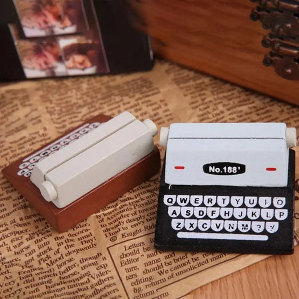 Creative Fashion Typewriter Style Wooden Pictures Photo Clips Paper Document Clip Memo Card Note Holder Office Supply