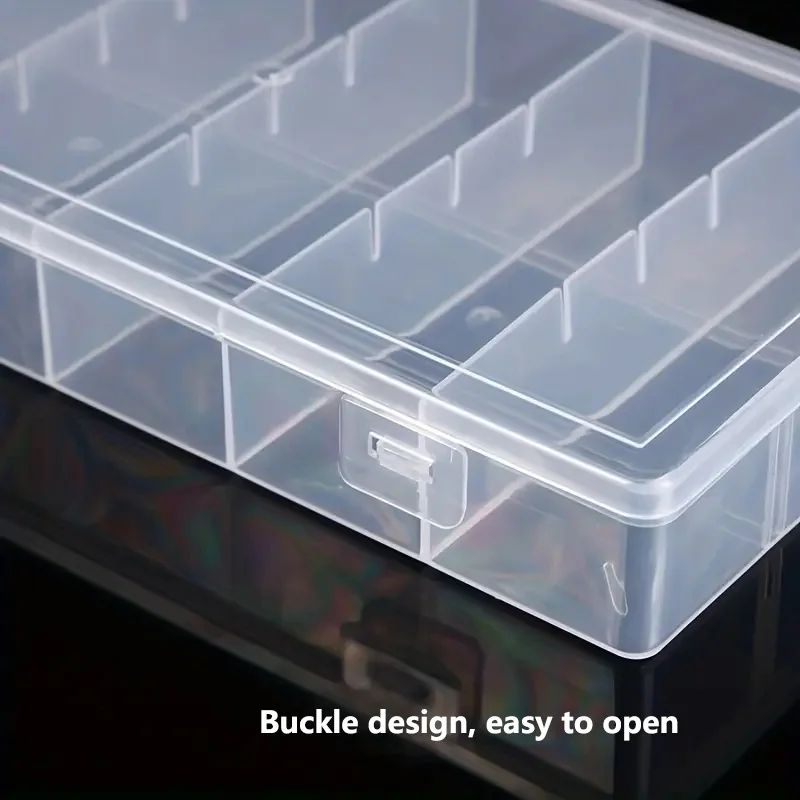 Boîte de rangement à 6 compartiments, boîte de rangement de bijoux en plastique, adaptée aux cils, finition domestique noire pour les yeux, transparente anti-poussière