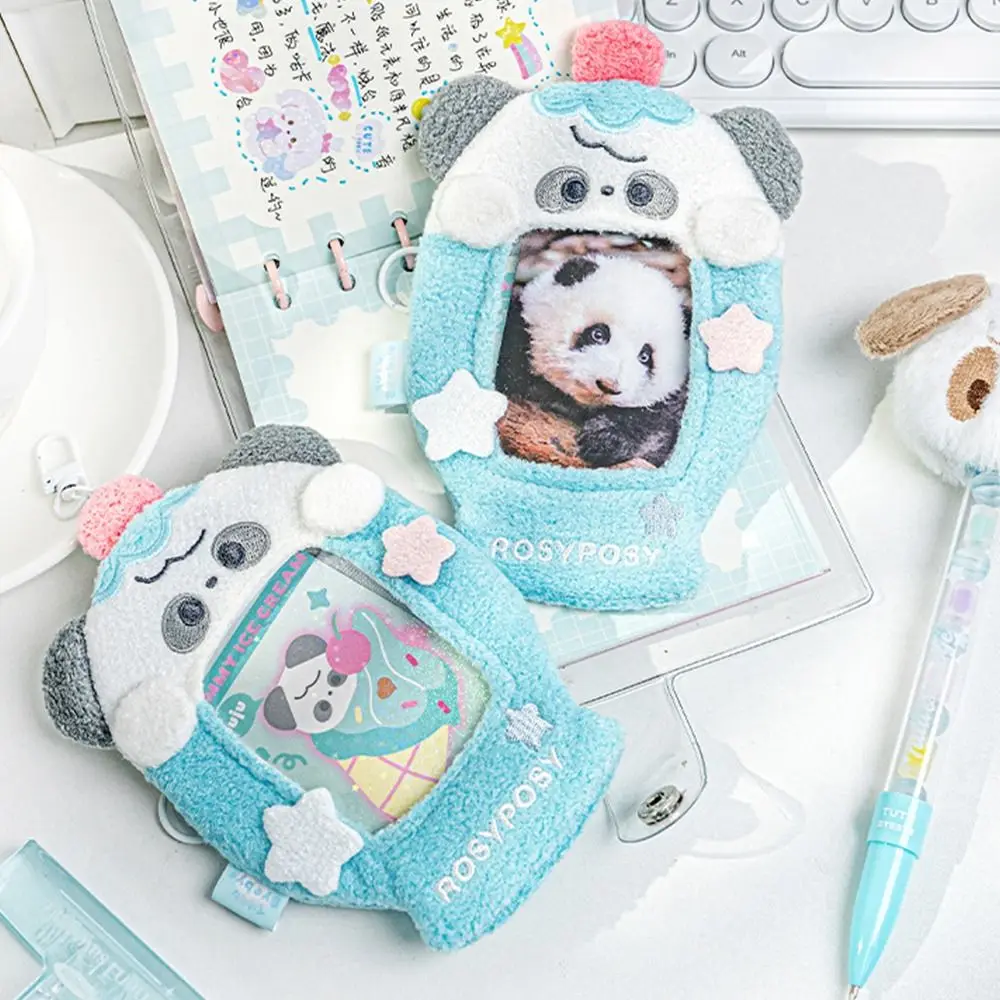 Fluffy Cartoon Animal Photocard Holder Dog Cat Plush Kpop Photocard Holder INS Card Sleeve Bus Card Holder Outdoor