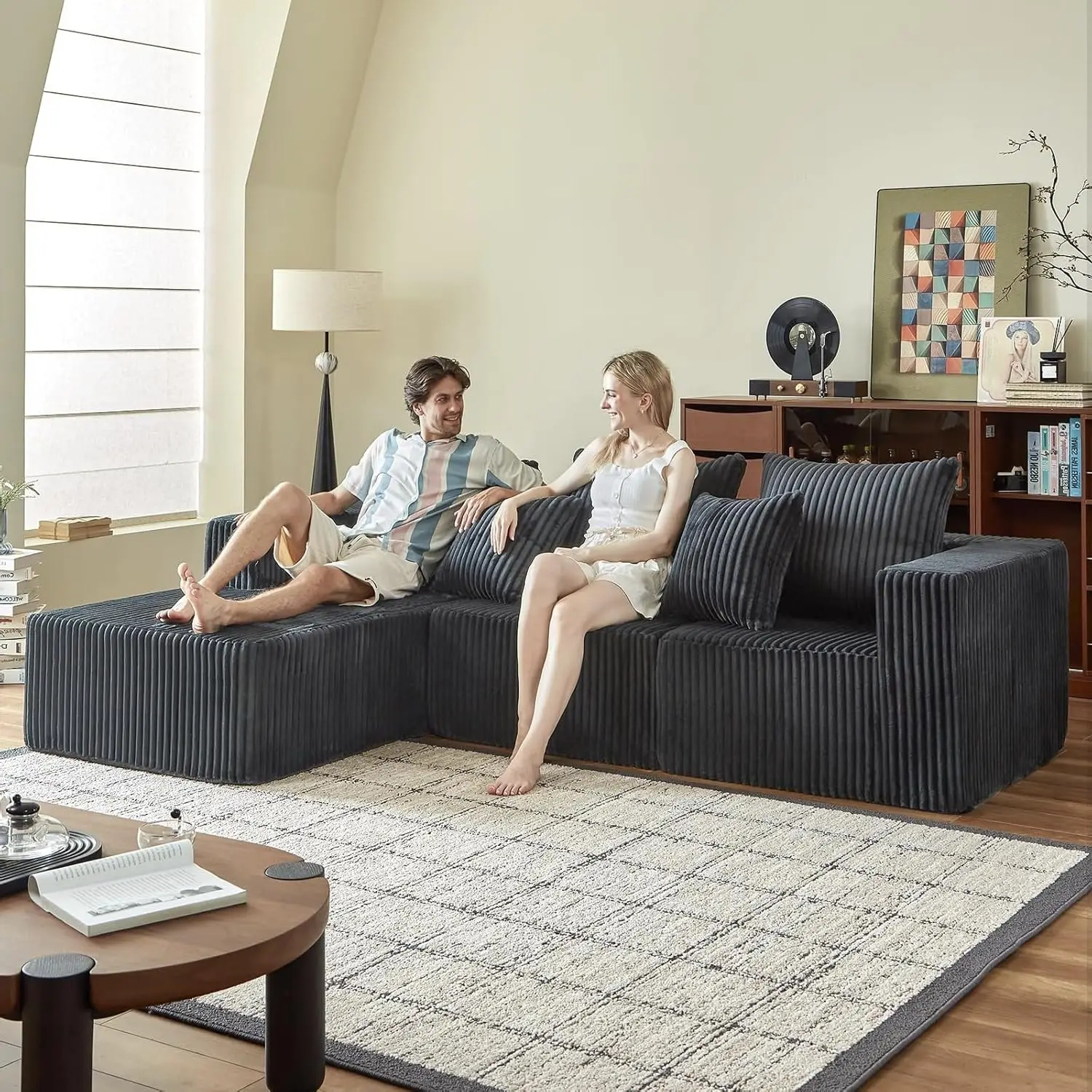 Boneless Couch for Living Room-102 Cloud Couch with Deep Seat,L-Shaped Comfy Sofa for Bedroom,Compressed Sofa in a, Customized