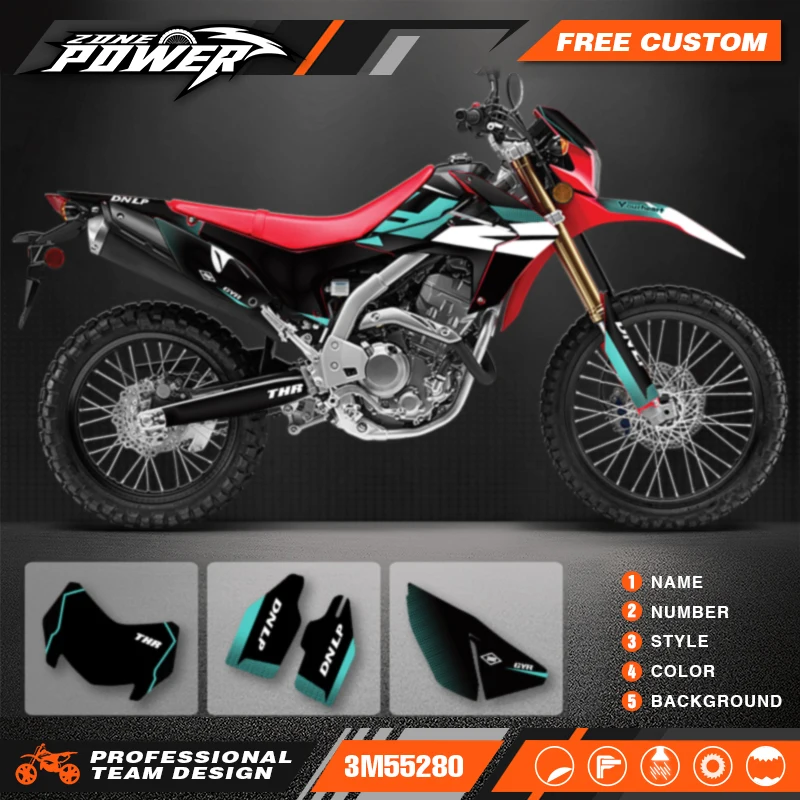 Powerzone Motorcycle Graphic Decal Stickers Kits For Honda CRF250L 2012-2015 2016 2017 2018 2019 2020  Number Name Customize 009