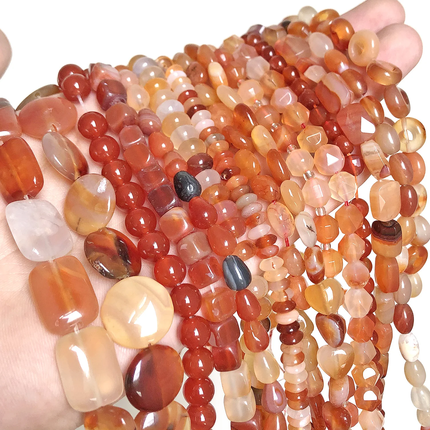 Natural Red Agates Stone Beads Charms Geometric Waterdrop Irregular Faceted Round Shape Beads For Jewelry Making Diy Bracelet