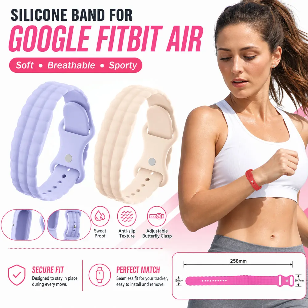 Adjustable Silicone for Google Fitbit Air Band Fitness Tracker Replacement Band for Google Fitbit Air Accessory Wear All Day