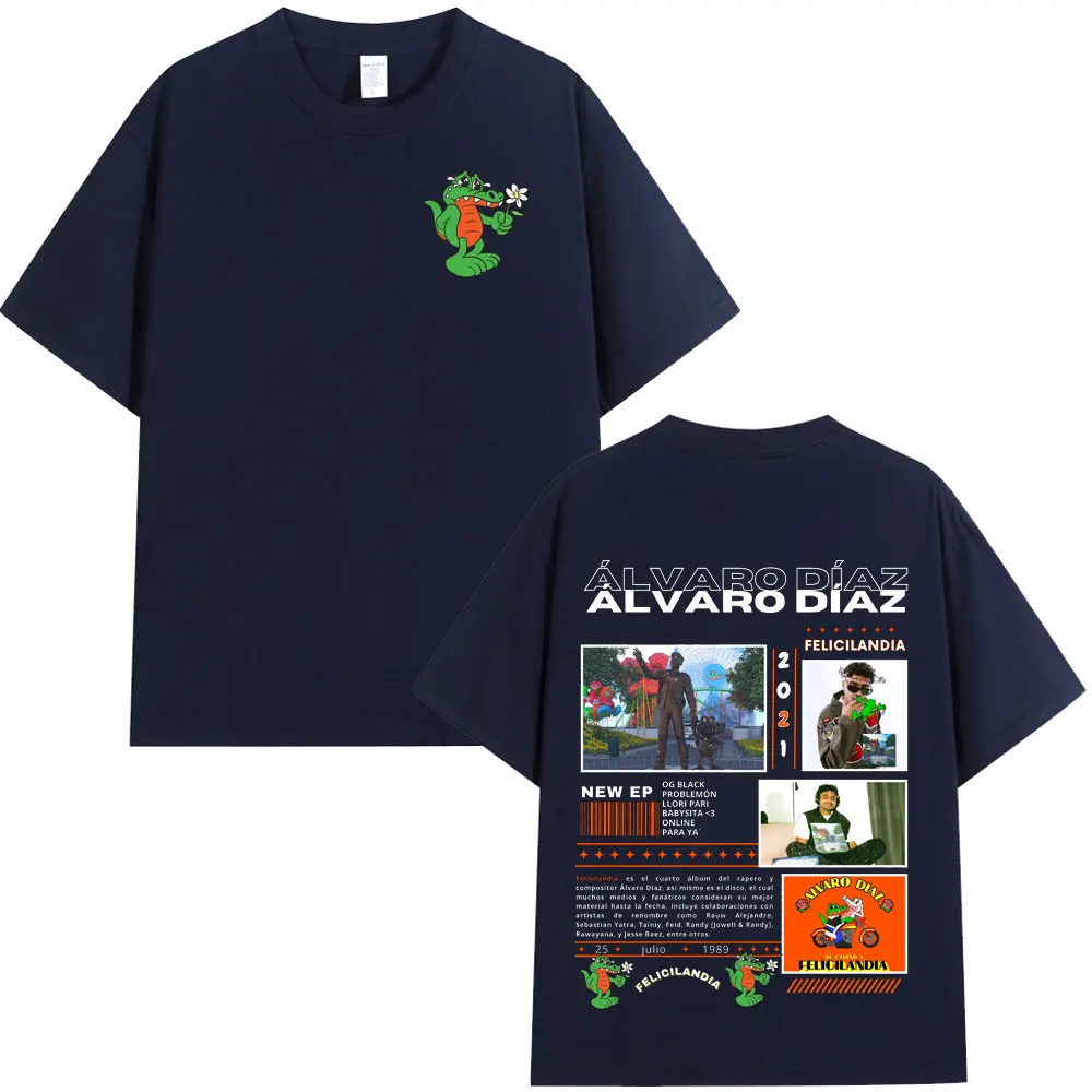 Rapper Alvaro Diaz Felicilandia Album Graphic T Shirts Men Hip Hop Fashion Oversized Short Sleeve T-shirt Casual Cotton T-shirts