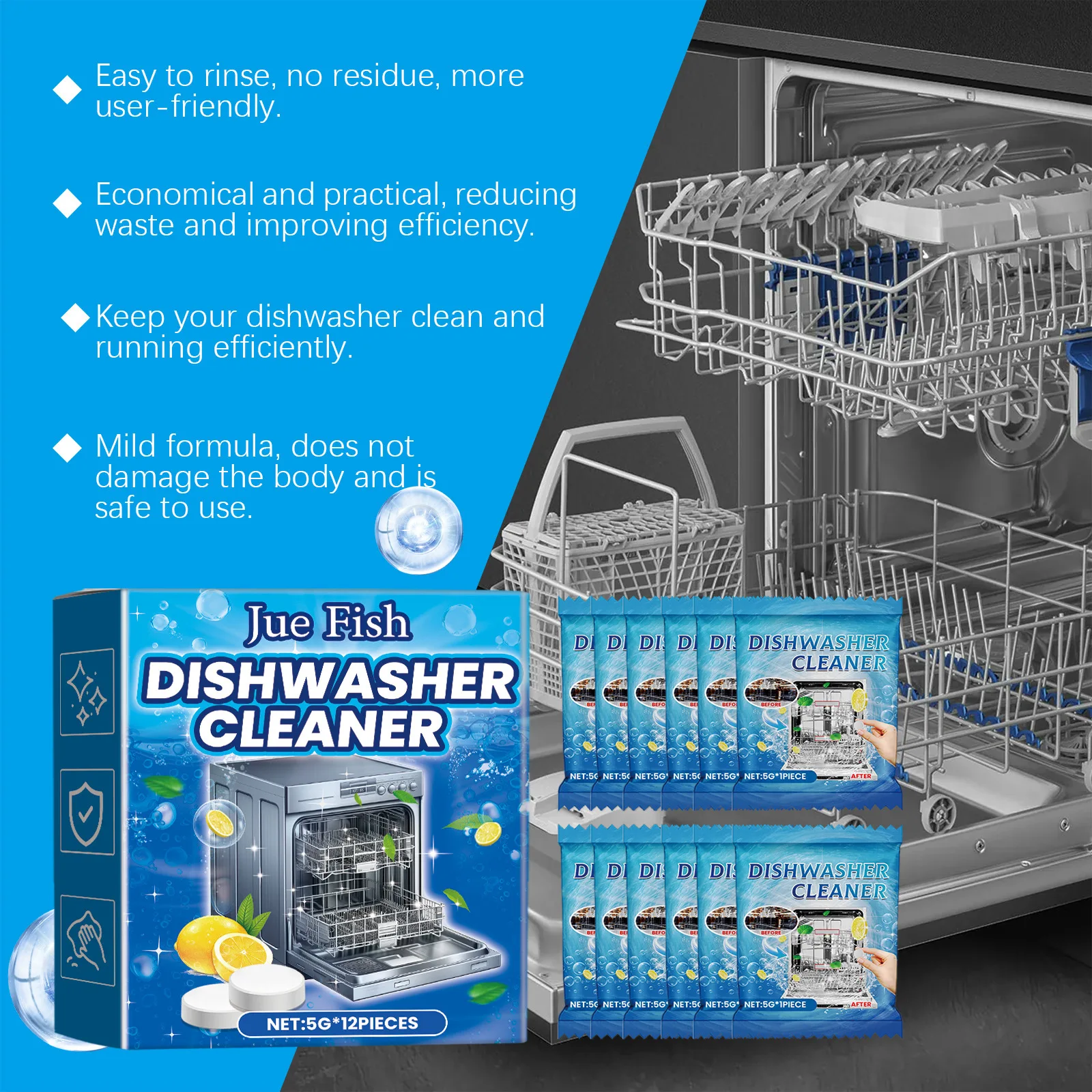 Dishwasher Cleaner Dishwasher Limescale Remover Dishes Oil Cleaning Descaling Machine Deodorizing Tablet Dishwasher Detergent