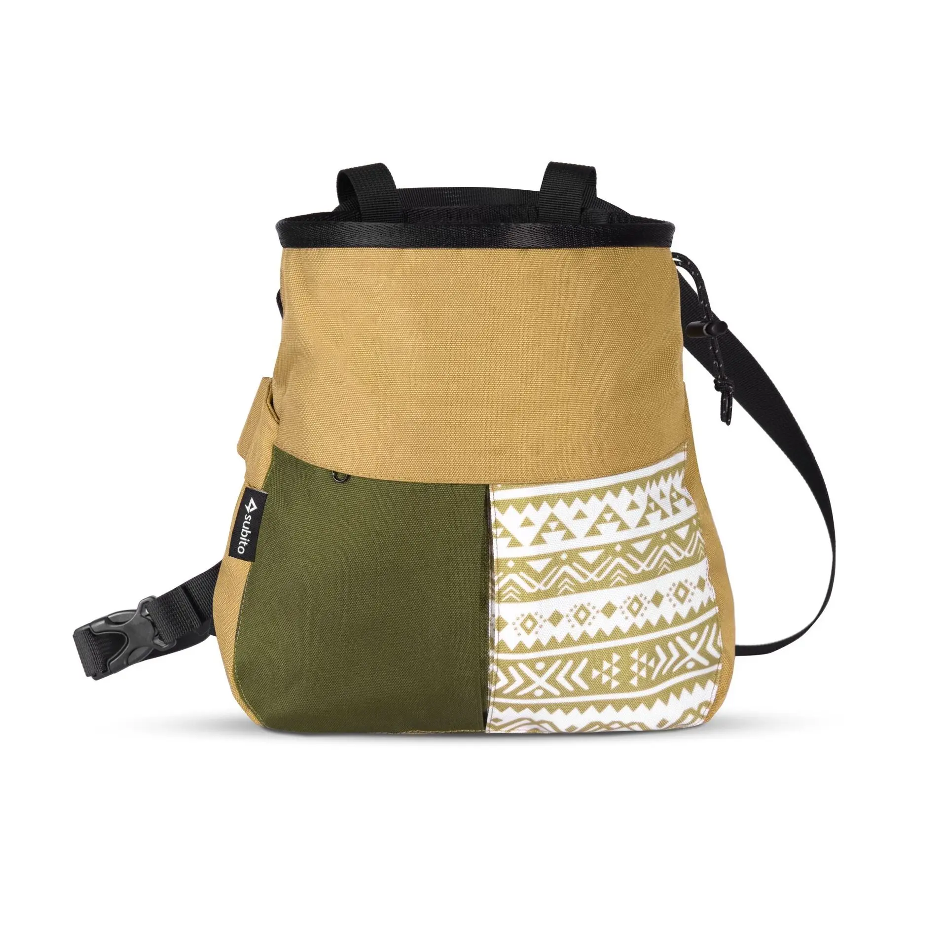 Rock Climbing Chalk Bag, 18 cm Wide-Mouth, One-Handed Chalk Dispenser, Dual Brush Slots, 1.5x Larger Capacity