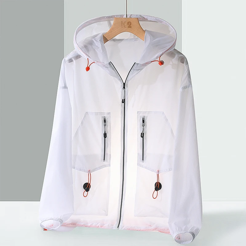 

Summer Hooded Sunscreen Clothes Unisex Light&Thin Pocket Zipper Jackets Outdoor High Quality Spring Coat Men's Windbreaker