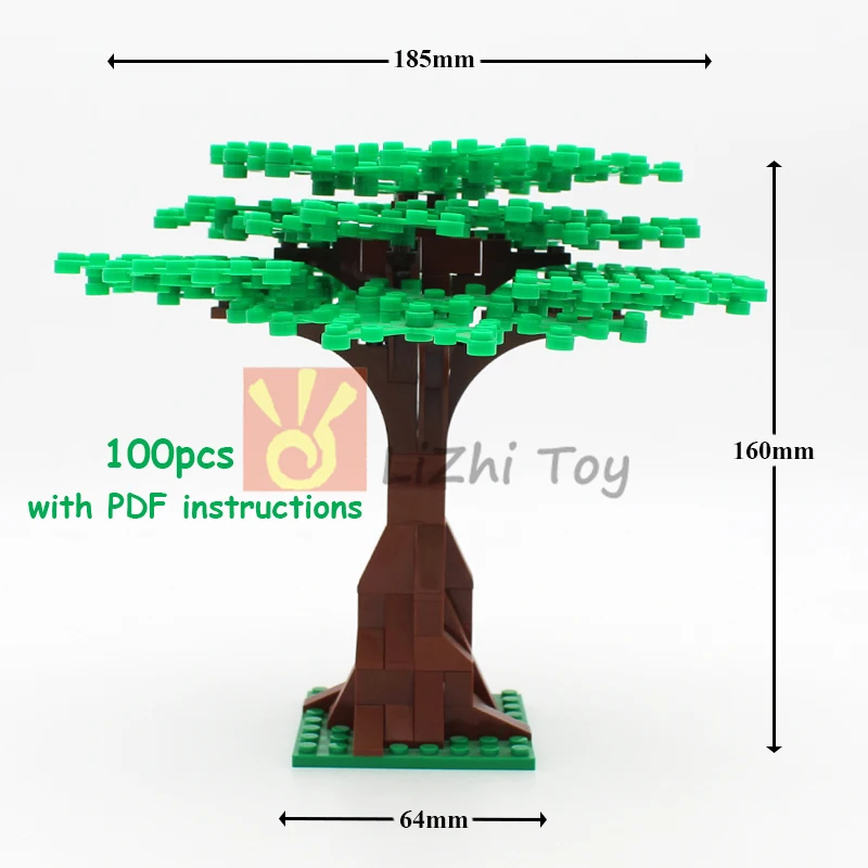 Lizhi DIY Building Blocks Bricks MOC Garden Plant Tree Courtyard Compatible All Brands Particles Enlighten Toys City Street View