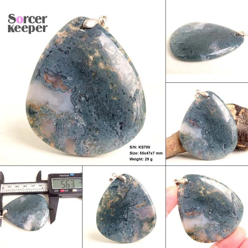Unique Men's Jewelry Agate Natural Stone Pendants Statement Necklaces Wholesale Crystal Leather Chains Fashion Jewelly BS547