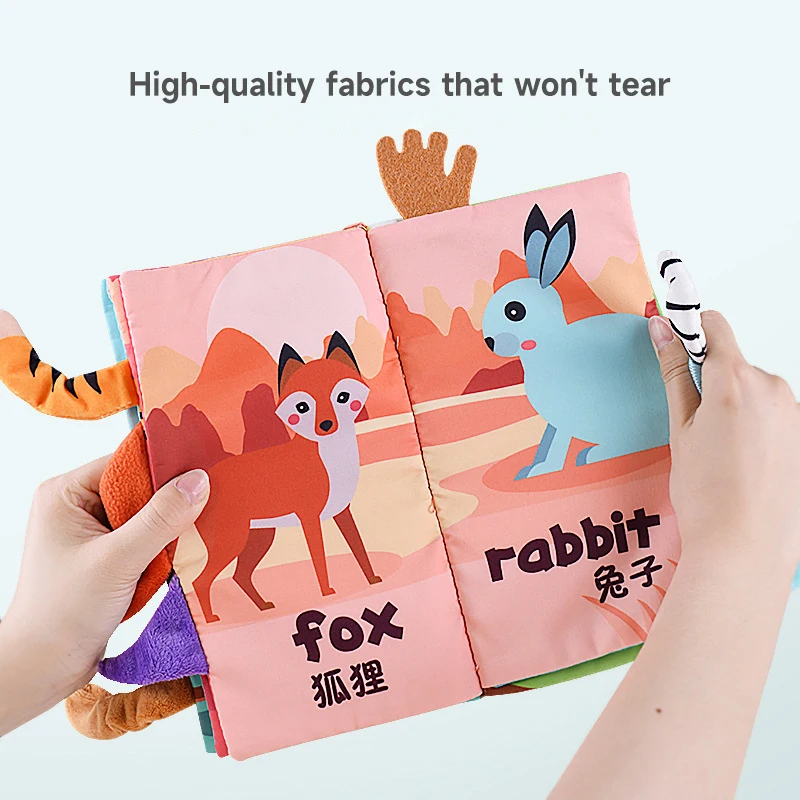 0-12 Months Baby Soft Cloth Book Baby Tear Three-Dimensional Tail Book Facilitate Child Hand Eye Sensory Development Cloth Book