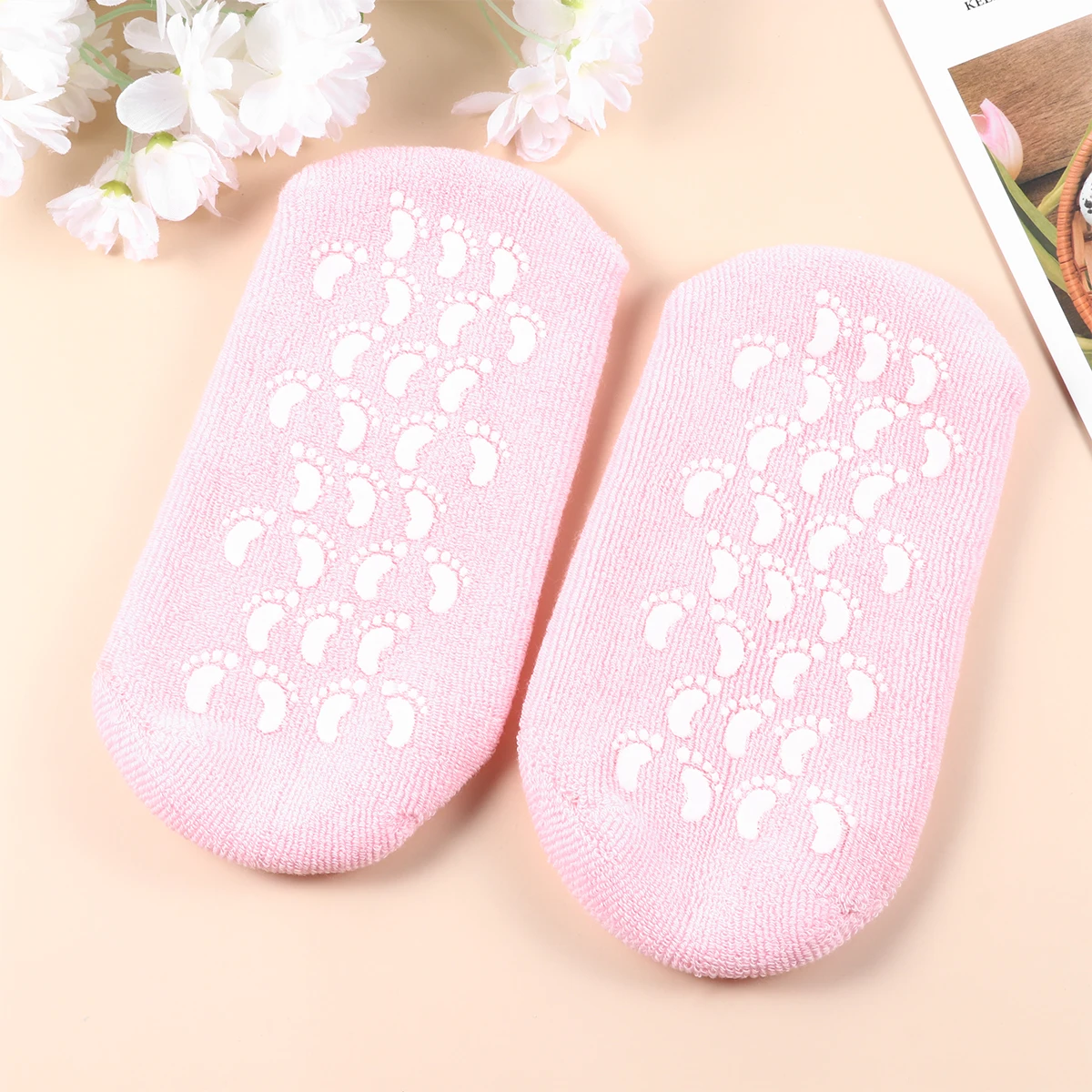 

4pcs Gel Moisturizing Gloves Socks Set Spa Hydrating Repair Skin Care Soften Dry Hands Feet Pink Fast Absorbing Nourishing