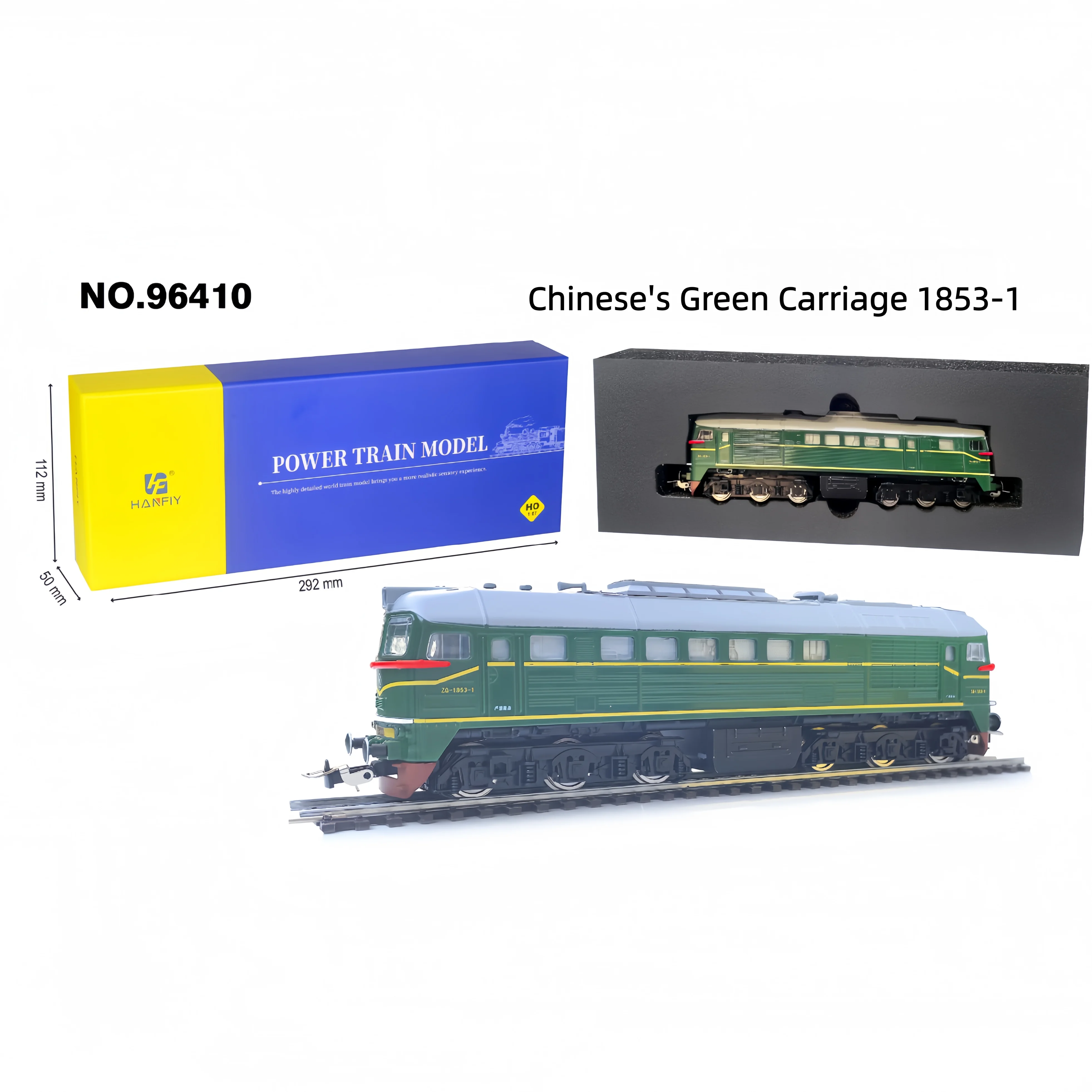 HO スケール 1:87 ロシア M62 ディーゼルと中国の緑色の客車列車モデル